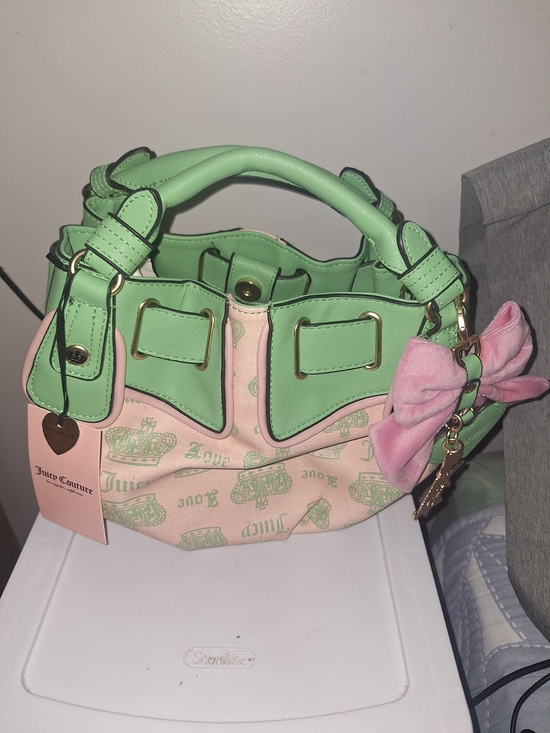 Juicy Couture Handbags - Juicy Couture Pink & Mint Green Bow-Accent Satchel Bag